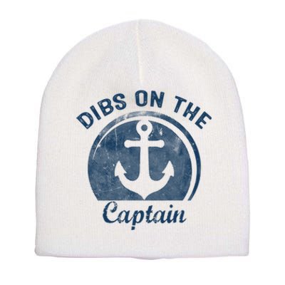 Womens Dibs On The Captain Funny Boating Captain Wife Short Acrylic Beanie