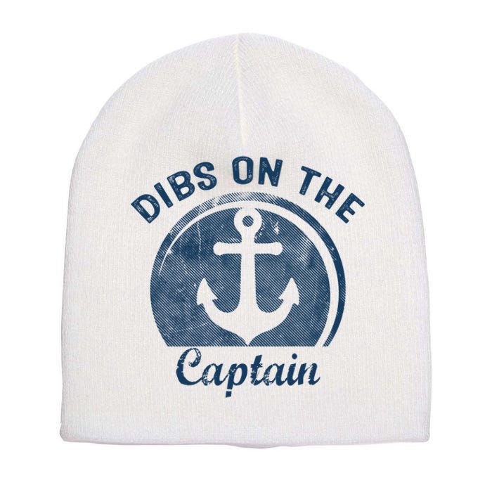 Womens Dibs On The Captain Funny Boating Captain Wife Short Acrylic Beanie