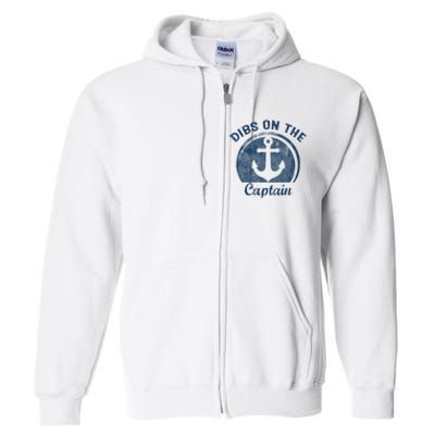 Womens Dibs On The Captain Funny Boating Captain Wife Full Zip Hoodie