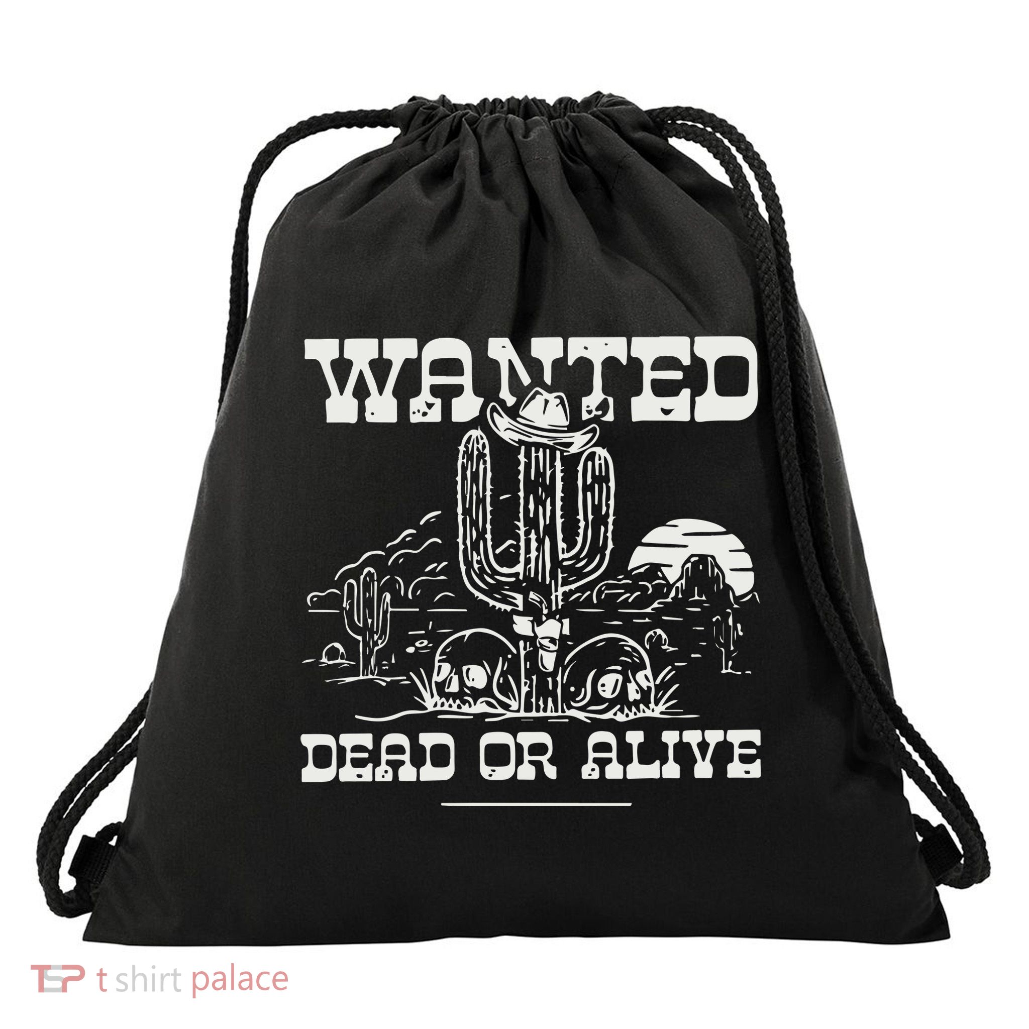 Wanted Dead Or Alive Drawstring Bag