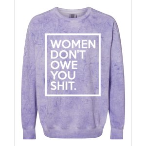 Wo Dont Owe You Shit Equality Feminism Equal Rights Gift Colorblast Crewneck Sweatshirt