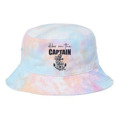 Wo Dibs On The Captain Anchor Funny Boating Captain Wife Tie Dye Newport Bucket Hat