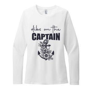 Wo Dibs On The Captain Anchor Funny Boating Captain Wife Womens CVC Long Sleeve Shirt