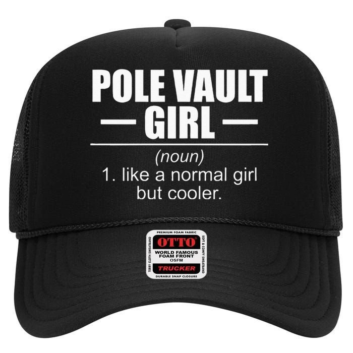 Womens Definition Pole Vault Girl Athlete High Jump Gift Vaulting High Crown Mesh Back Trucker Hat