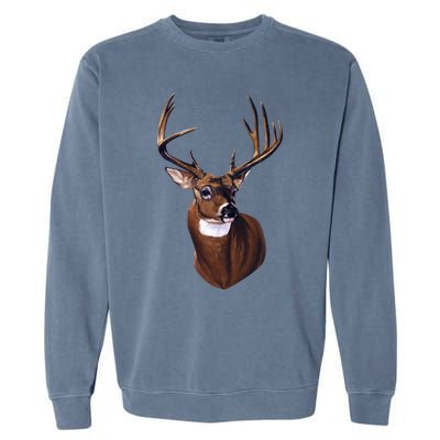 Whitetail Deer Portrait Antlers Wildlife Gift Animal Graphic Gift Garment-Dyed Sweatshirt