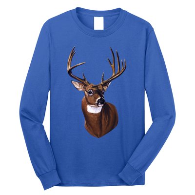 Whitetail Deer Portrait Antlers Wildlife Gift Animal Graphic Gift Long Sleeve Shirt