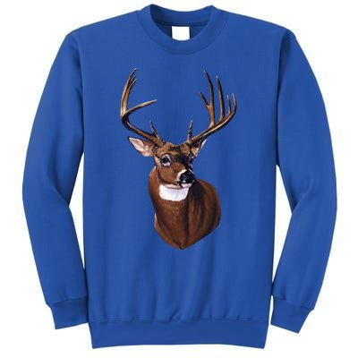 Whitetail Deer Portrait Antlers Wildlife Gift Animal Graphic Gift Sweatshirt