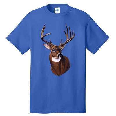 Whitetail Deer Portrait Antlers Wildlife Gift Animal Graphic Gift Tall T-Shirt