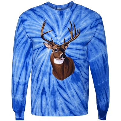 Whitetail Deer Portrait Antlers Wildlife Gift Animal Graphic Gift Tie-Dye Long Sleeve Shirt