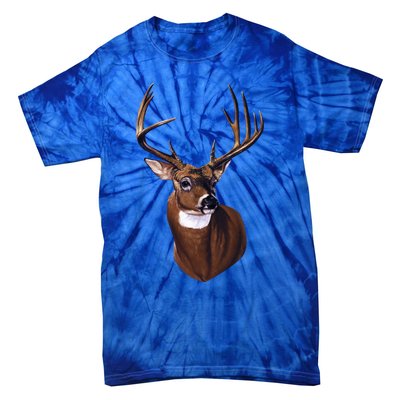 Whitetail Deer Portrait Antlers Wildlife Gift Animal Graphic Gift Tie-Dye T-Shirt