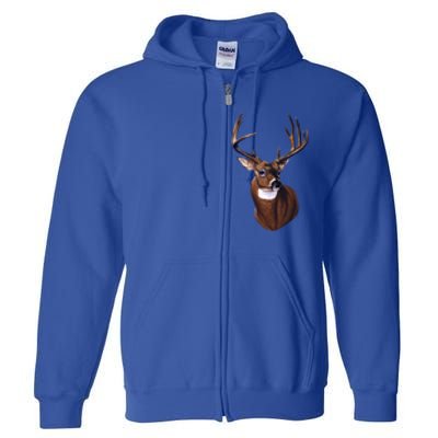 Whitetail Deer Portrait Antlers Wildlife Gift Animal Graphic Gift Full Zip Hoodie