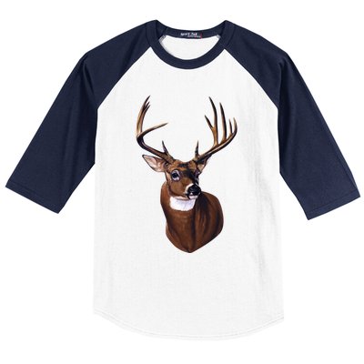 Whitetail Deer Portrait Antlers Wildlife Gift Animal Graphic Gift Baseball Sleeve Shirt