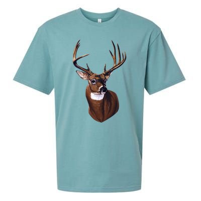 Whitetail Deer Portrait Antlers Wildlife Gift Animal Graphic Gift Sueded Cloud Jersey T-Shirt