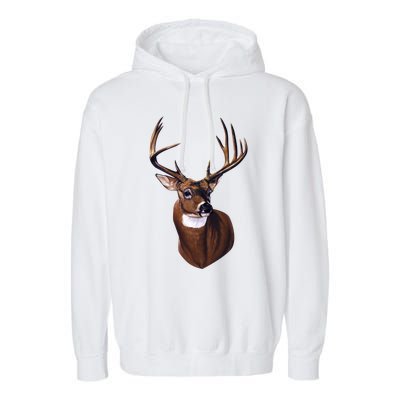 Whitetail Deer Portrait Antlers Wildlife Gift Animal Graphic Gift Garment-Dyed Fleece Hoodie