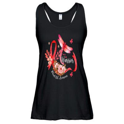 Warrior Dragonfly Red Ribbon Blood Clot Awareness Ladies Essential Flowy Tank
