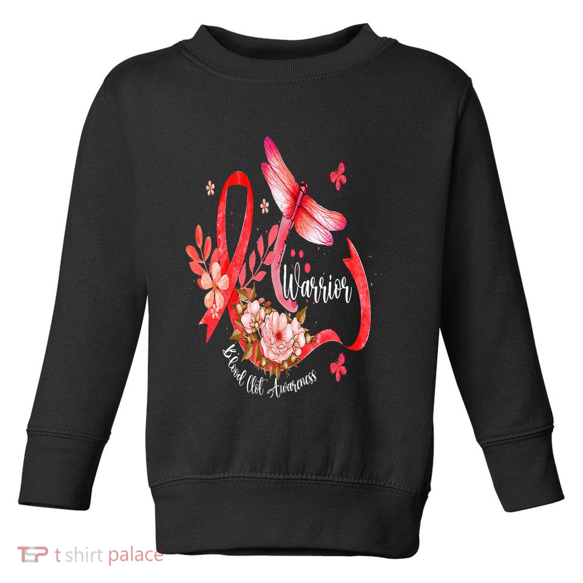 Warrior Dragonfly Red Ribbon Blood Clot Awareness Toddler Sweatshirt