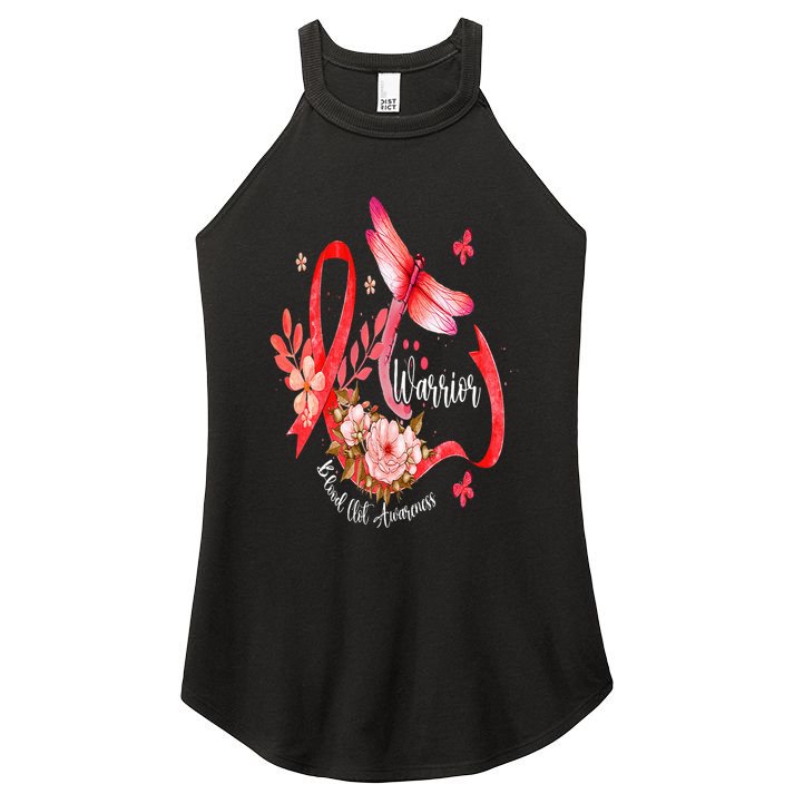 Warrior Dragonfly Red Ribbon Blood Clot Awareness Women's Perfect Tri Rocker Tank