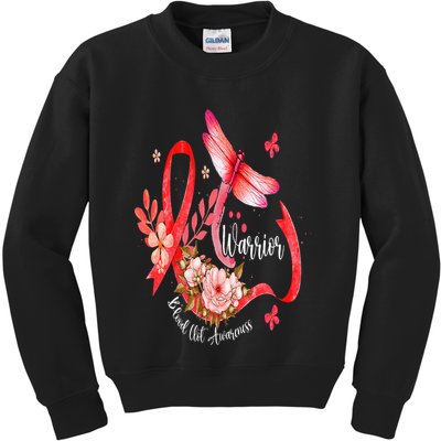 Warrior Dragonfly Red Ribbon Blood Clot Awareness Kids Sweatshirt