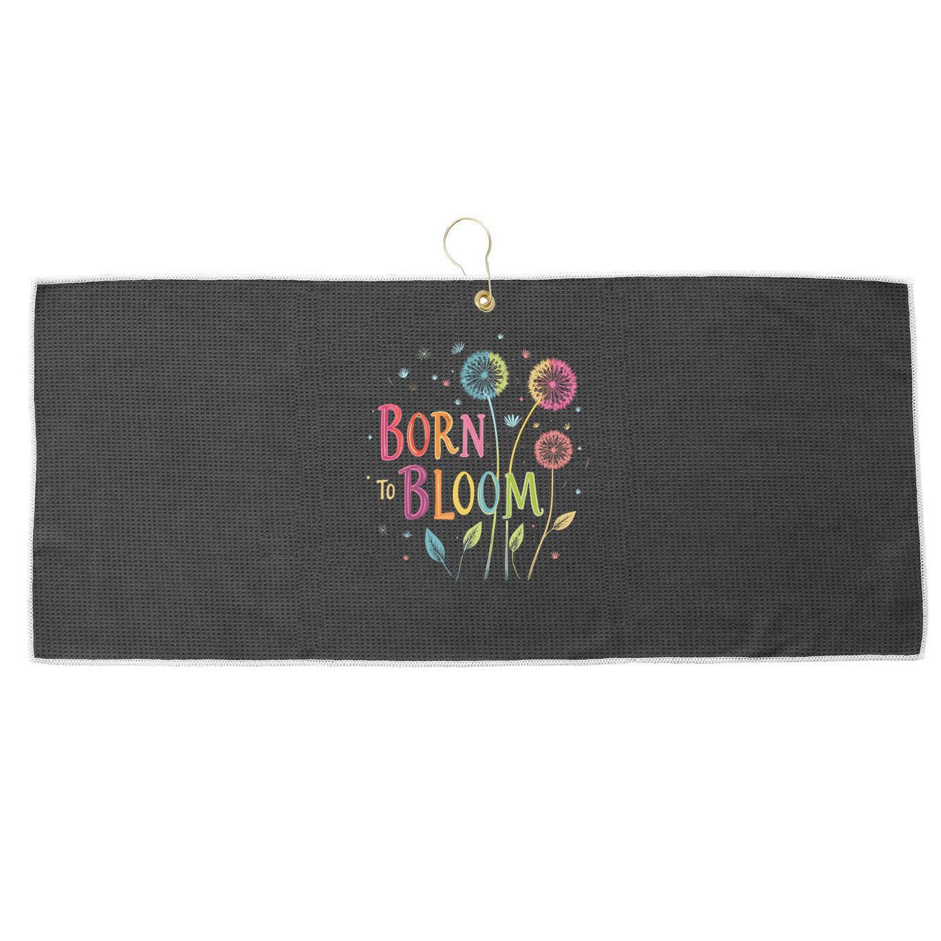 Wildflower Dandelion Rainbow Born Bloom Dandelion Flowers  Large Microfiber Waffle Golf Towel