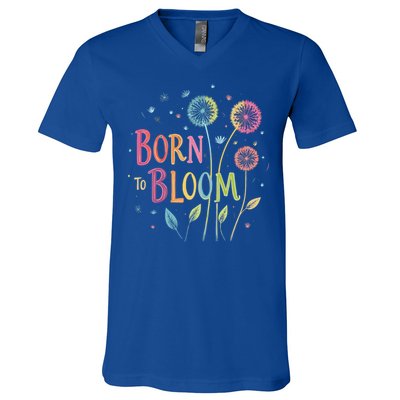 Wildflower Dandelion Rainbow Born Bloom Dandelion Flowers  V-Neck T-Shirt