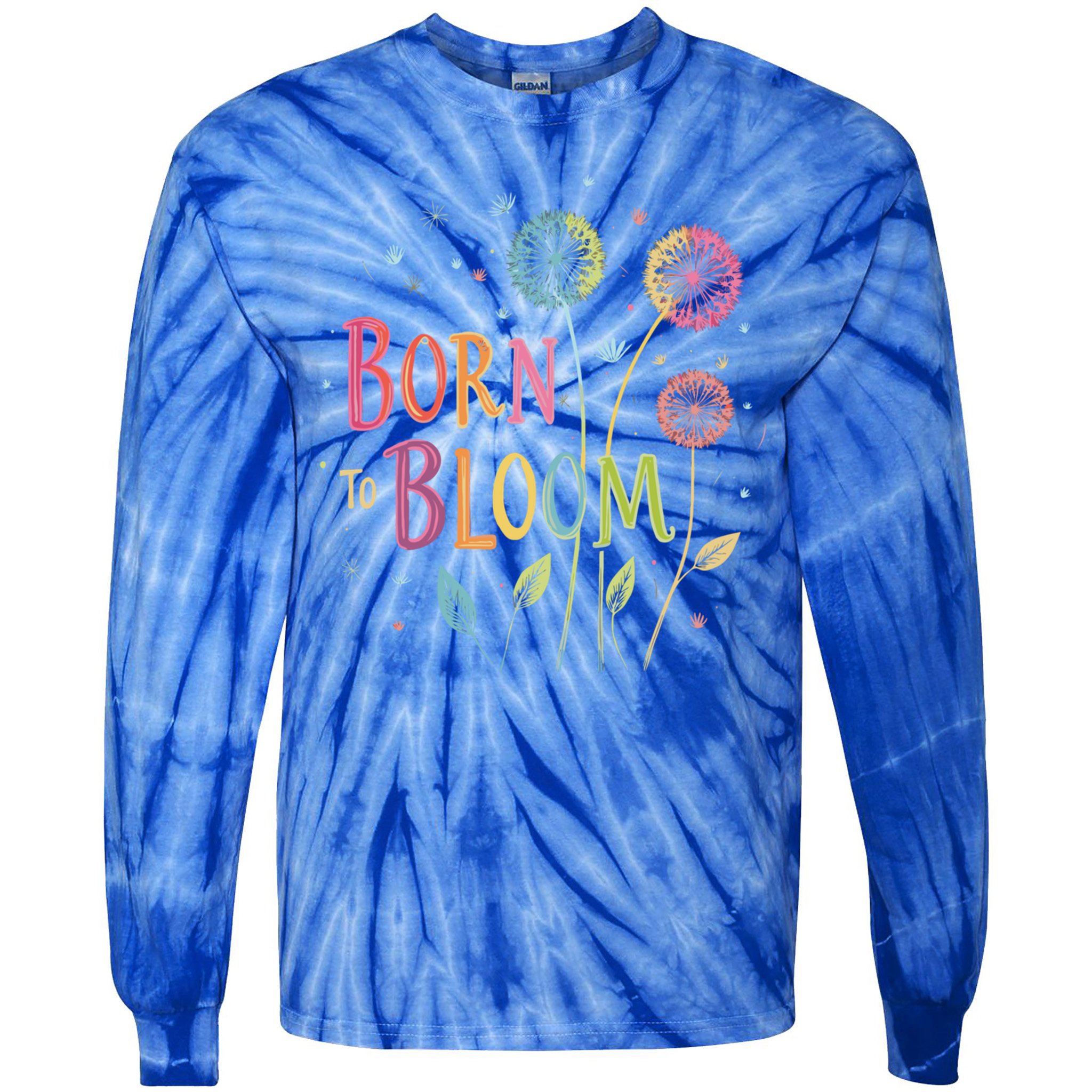 Wildflower Dandelion Rainbow Born Bloom Dandelion Flowers  Tie-Dye Long Sleeve Shirt