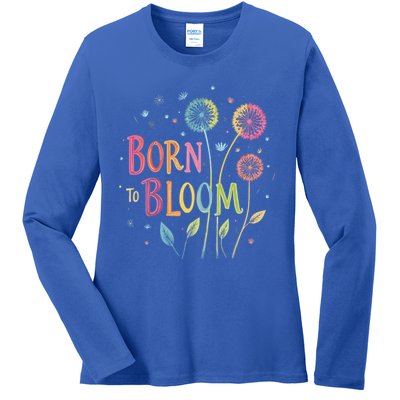 Wildflower Dandelion Rainbow Born Bloom Dandelion Flowers  Ladies Long Sleeve Shirt