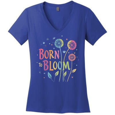 Wildflower Dandelion Rainbow Born Bloom Dandelion Flowers  Women's V-Neck T-Shirt