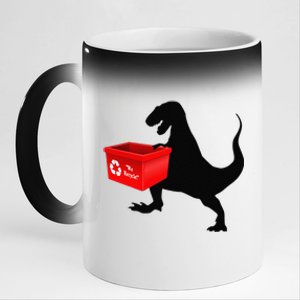 Womens Dinosaur Recycling Funny Earth Day 11oz Black Color Changing Mug