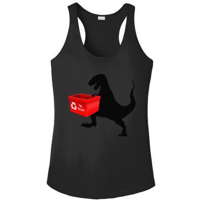 Womens Dinosaur Recycling Funny Earth Day Ladies PosiCharge Competitor Racerback Tank