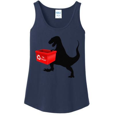 Womens Dinosaur Recycling Funny Earth Day Ladies Essential Tank