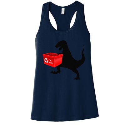 Womens Dinosaur Recycling Funny Earth Day Women's Racerback Tank