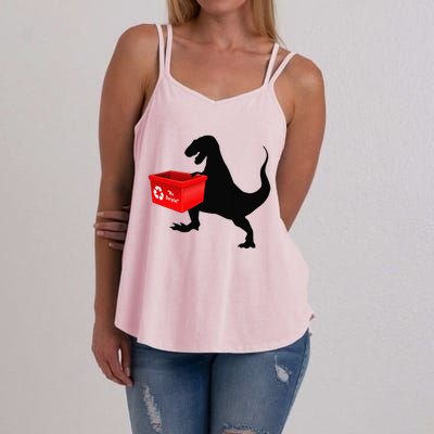 Womens Dinosaur Recycling Funny Earth Day Women's Strappy Tank