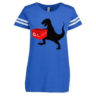 Womens Dinosaur Recycling Funny Earth Day Enza Ladies Jersey Football T-Shirt