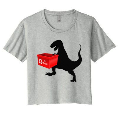 Womens Dinosaur Recycling Funny Earth Day Women's Crop Top Tee