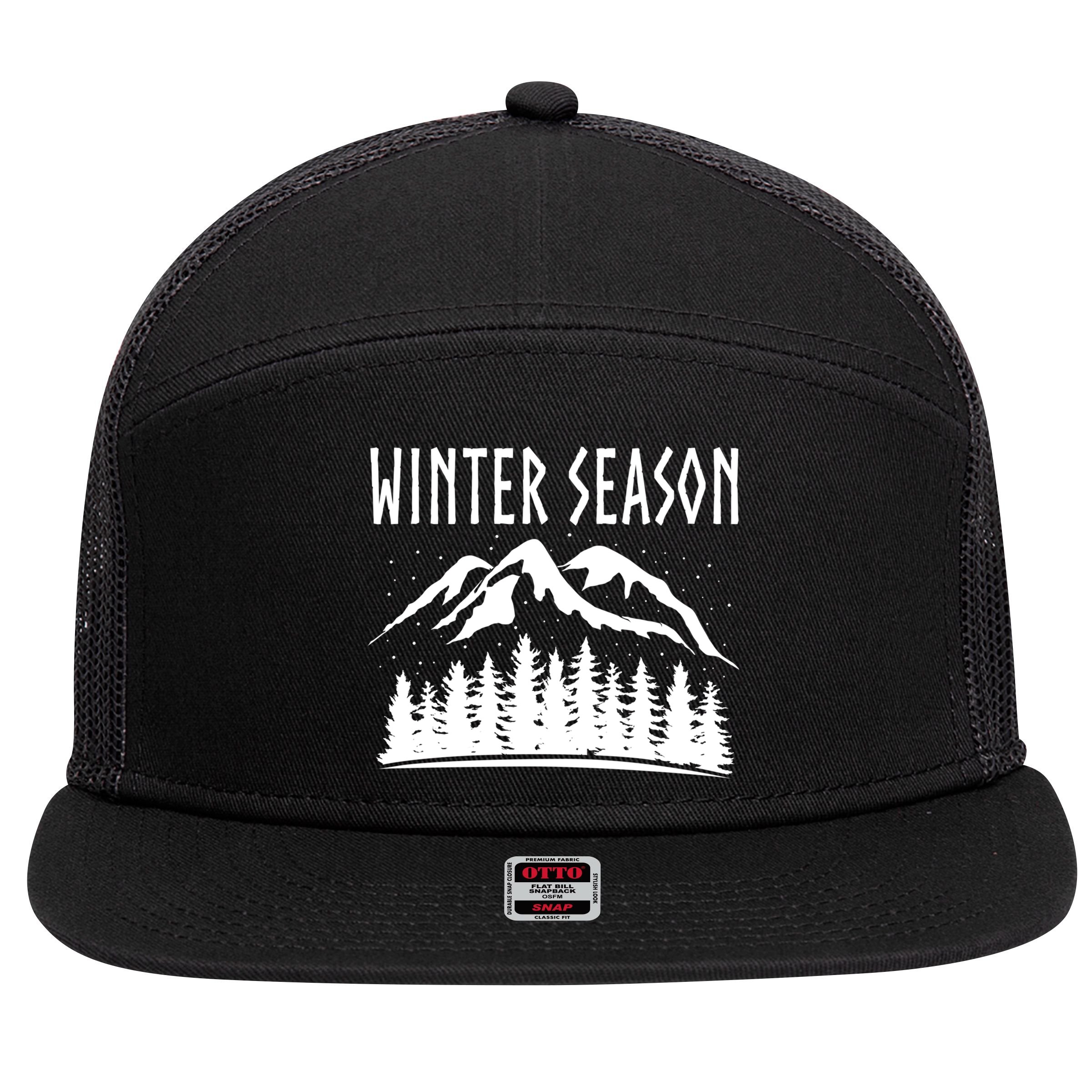 Winter Days Snowflakes Landscape Nature Funny Gift 7 Panel Mesh Trucker Snapback Hat