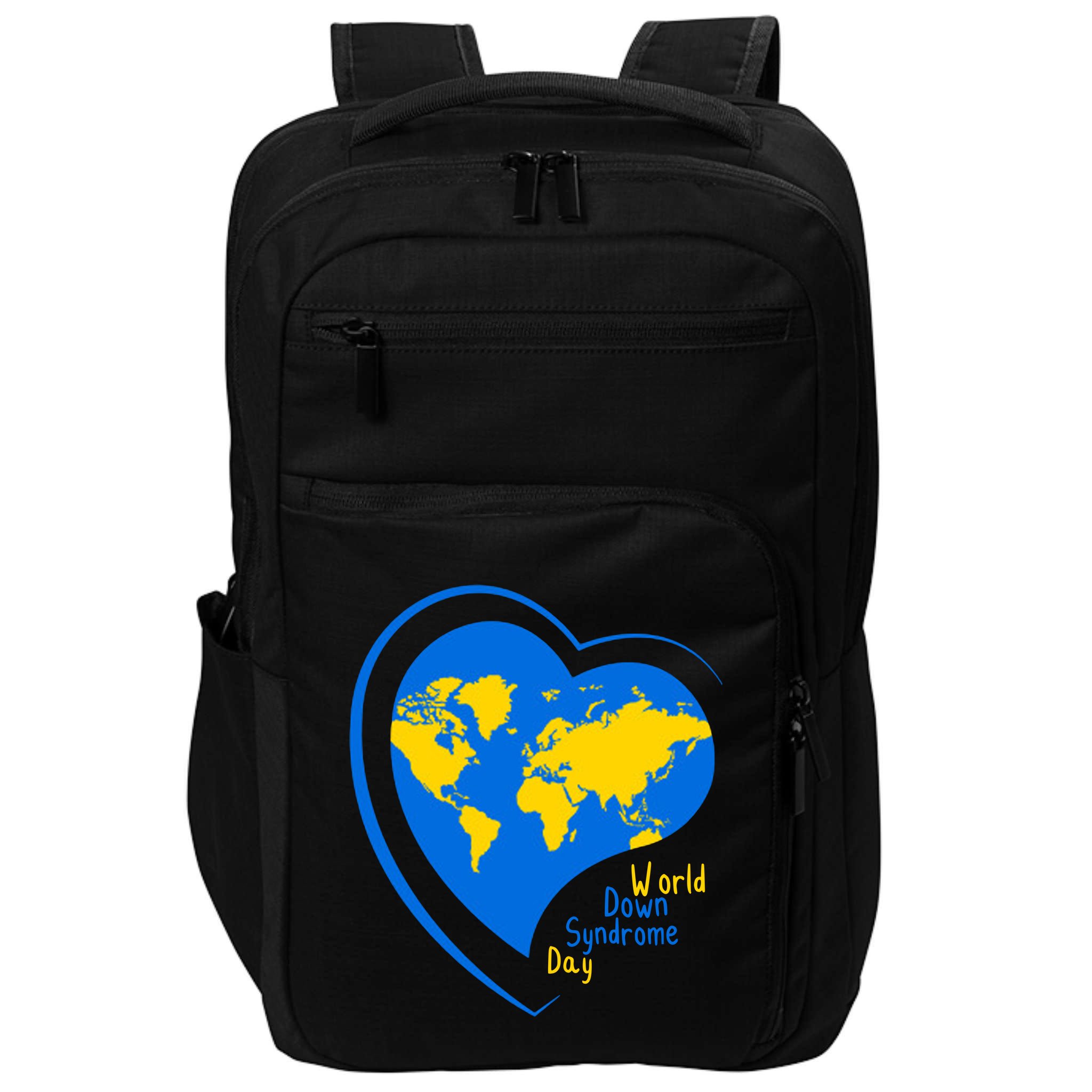 World Down Syndrome Day Heart Earth Impact Tech Backpack