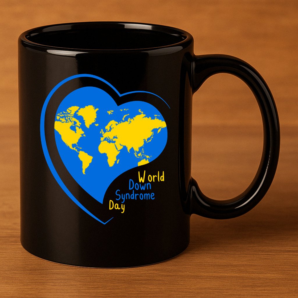 World Down Syndrome Day Heart Earth 11oz C Handle Ceramic Mug
