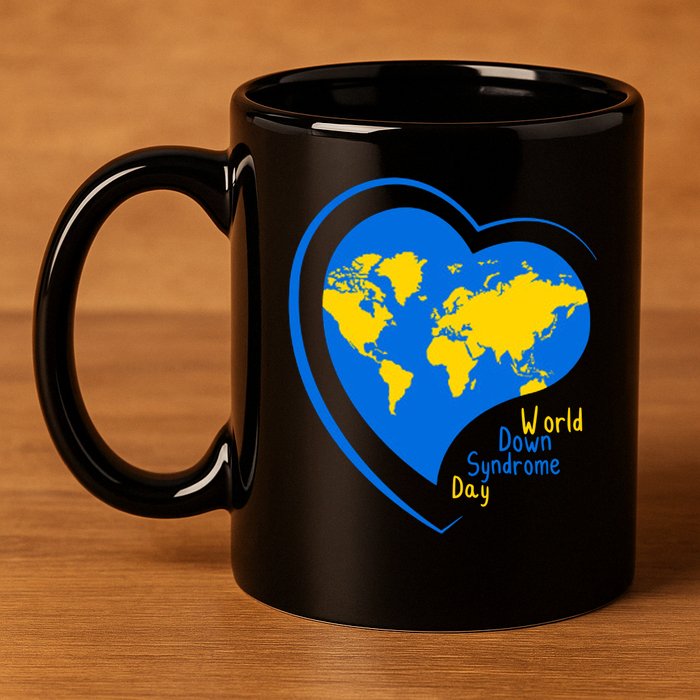 World Down Syndrome Day Heart Earth 11oz C Handle Ceramic Mug