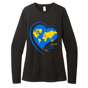 World Down Syndrome Day Heart Earth Womens CVC Long Sleeve Shirt