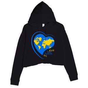 World Down Syndrome Day Heart Earth Crop Fleece Hoodie