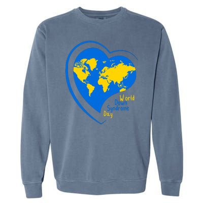 World Down Syndrome Day Heart Earth Garment-Dyed Sweatshirt