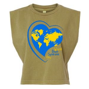 World Down Syndrome Day Heart Earth Garment-Dyed Women's Muscle Tee