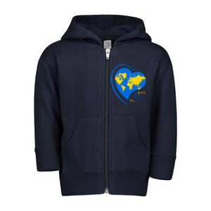 World Down Syndrome Day Heart Earth Toddler Zip Fleece Hoodie