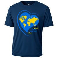 World Down Syndrome Day Heart Earth Cooling Performance Crew T-Shirt