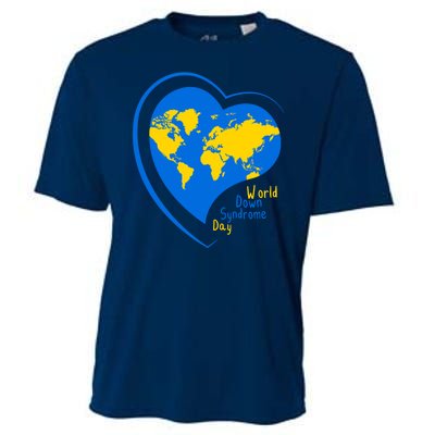 World Down Syndrome Day Heart Earth Cooling Performance Crew T-Shirt