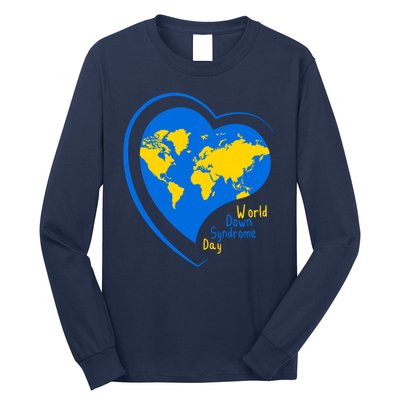 World Down Syndrome Day Heart Earth Long Sleeve Shirt