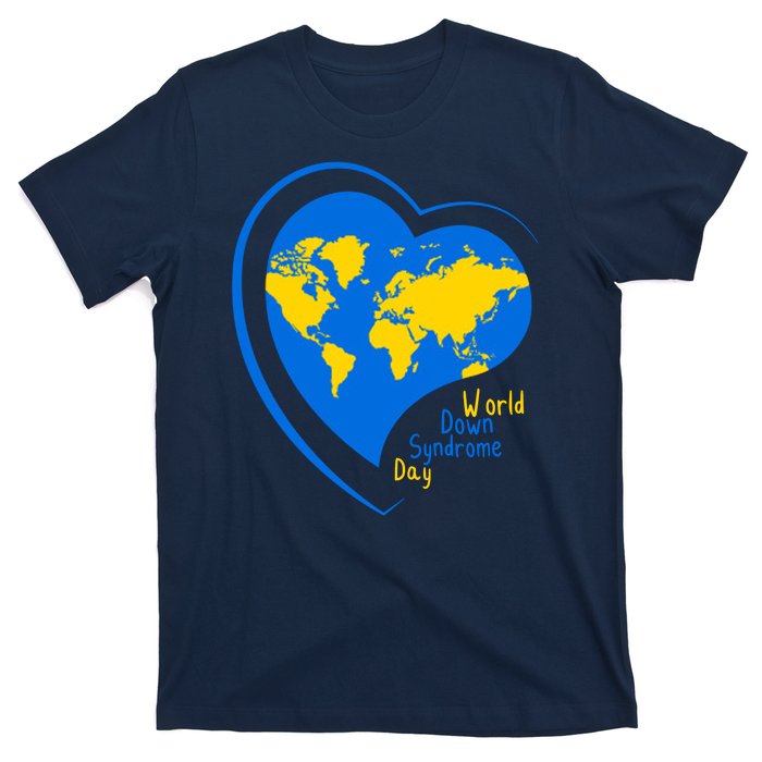 World Down Syndrome Day Heart Earth T-Shirt