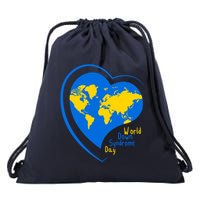 World Down Syndrome Day Heart Earth Drawstring Bag