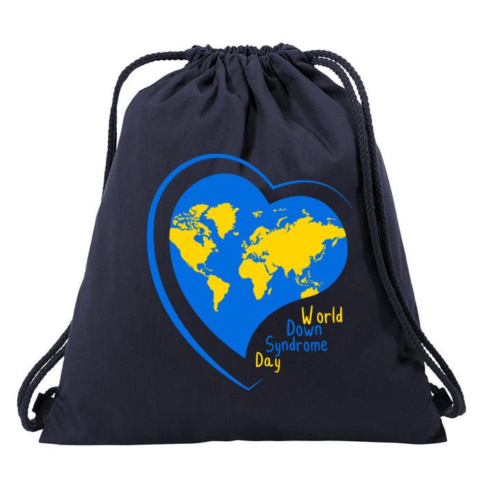 World Down Syndrome Day Heart Earth Drawstring Bag