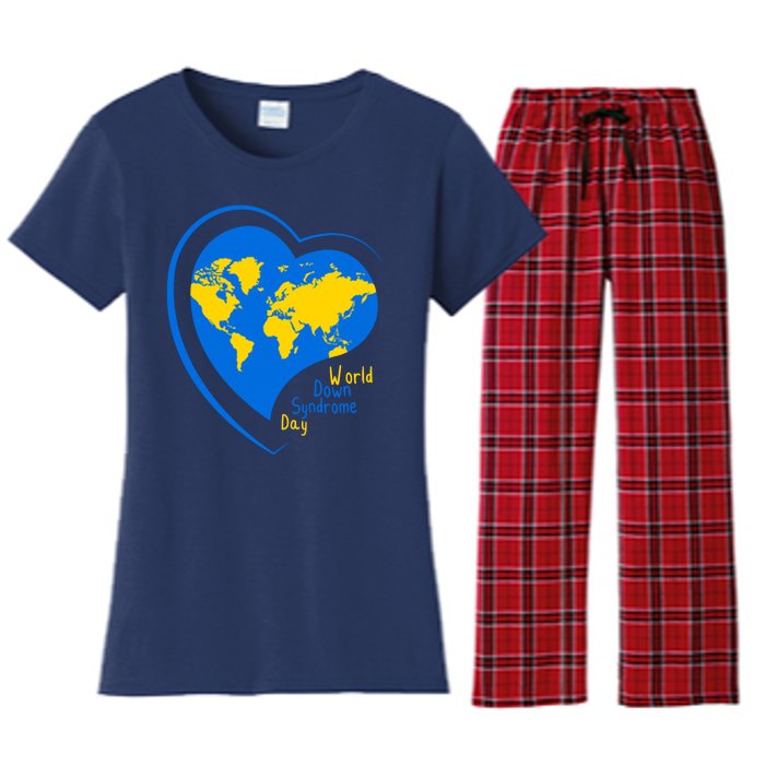 World Down Syndrome Day Heart Earth Women's Flannel Pajama Set